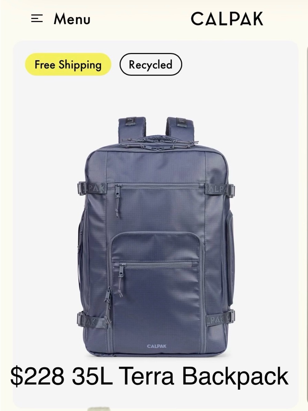 Calpak Terra 35L Backpack in Slate Blue